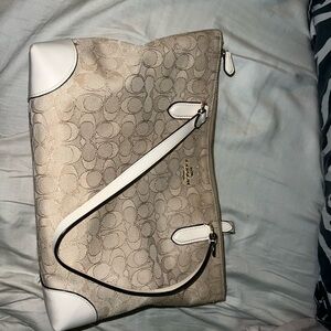 Coach Signature Beige and White Tote